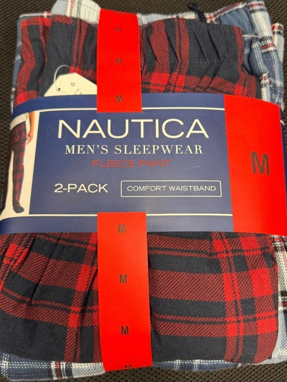 Nautica Men’s Red and Black Plaid Fleece Sleep Pants - 2-Pack